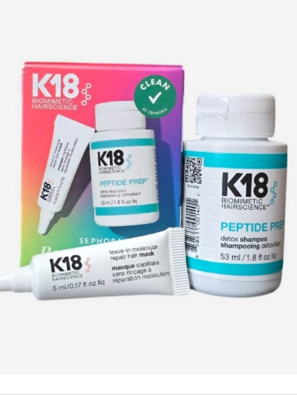 K18 Peptide Prep Detox Shampoo & Leave-In Repair Hair Mask Travel Set